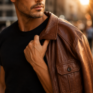 Men’s Classic Brown Leather Jacket | Premium Slim Fit Outerwear with Luxury Leather Finish Stylish Casual & Formal Wear 3