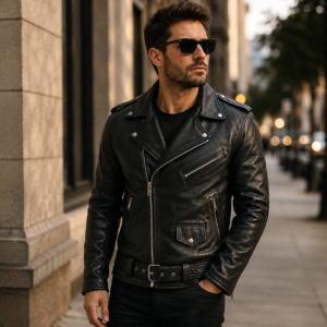Men’s Classic Black Leather Jacket Premium Slim Fit Outerwear with Luxury Leather Finish Stylish Casual and Formal Wear